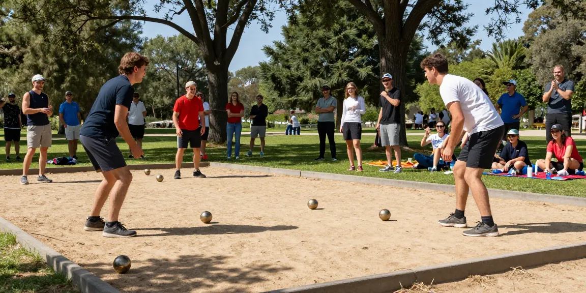 Energetic petanque competition scene, showcasing players in action at fopikotamakassar.org.