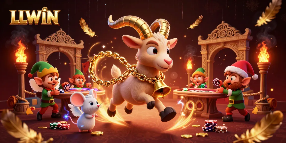 LLWIN features a festive Krampus goat in a spooky casino, managing elf gremlins stealing chips.