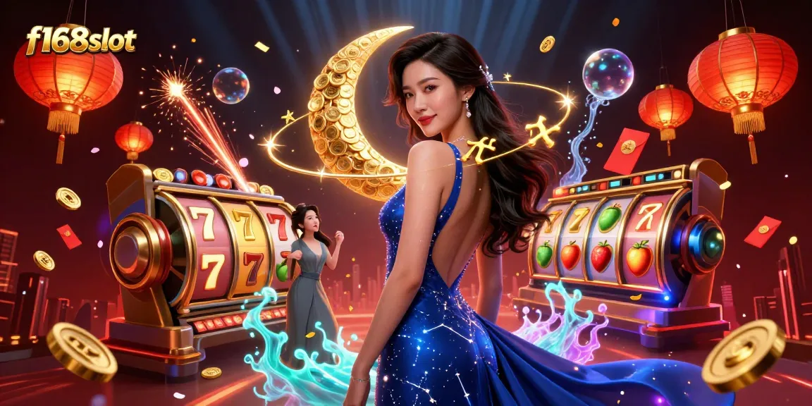 Play exciting slots at f168slot with vibrant graphics, fruit symbols, and spinning reels.