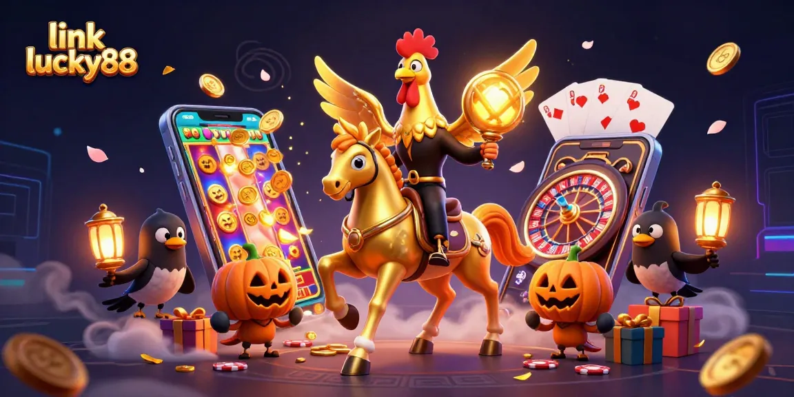 Experience thrilling gameplay with link lucky88 in a vibrant casino setting featuring golden rooster imagery.
