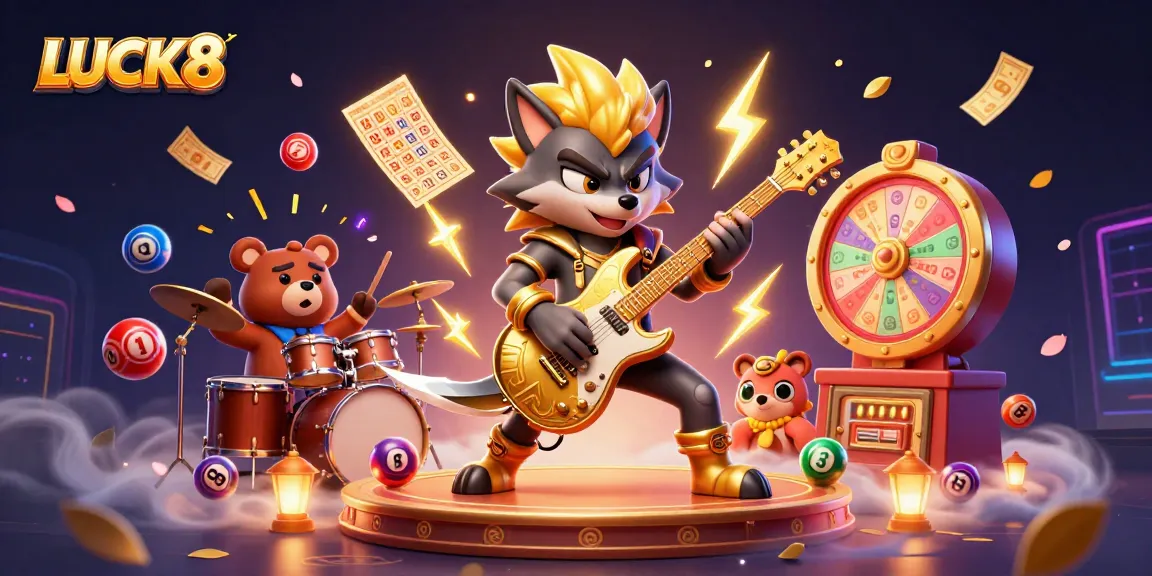 Experience thrilling gaming moments with LUCK8's spectacular 3D casino illustration featuring lively characters and vibrant elements.