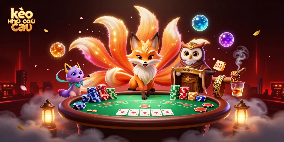 Experience the excitement of kèo nhà cái with vibrant 3D characters and dynamic poker elements.