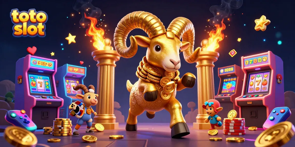 Experience thrilling entertainment with toto slot featuring animated golden ram and colorful 3D game elements.