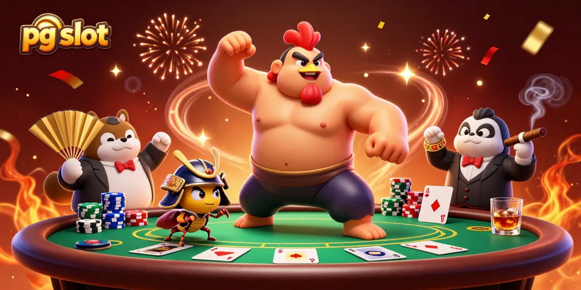 Experience the excitement of pg slot gaming with dynamic characters and vibrant casino elements.