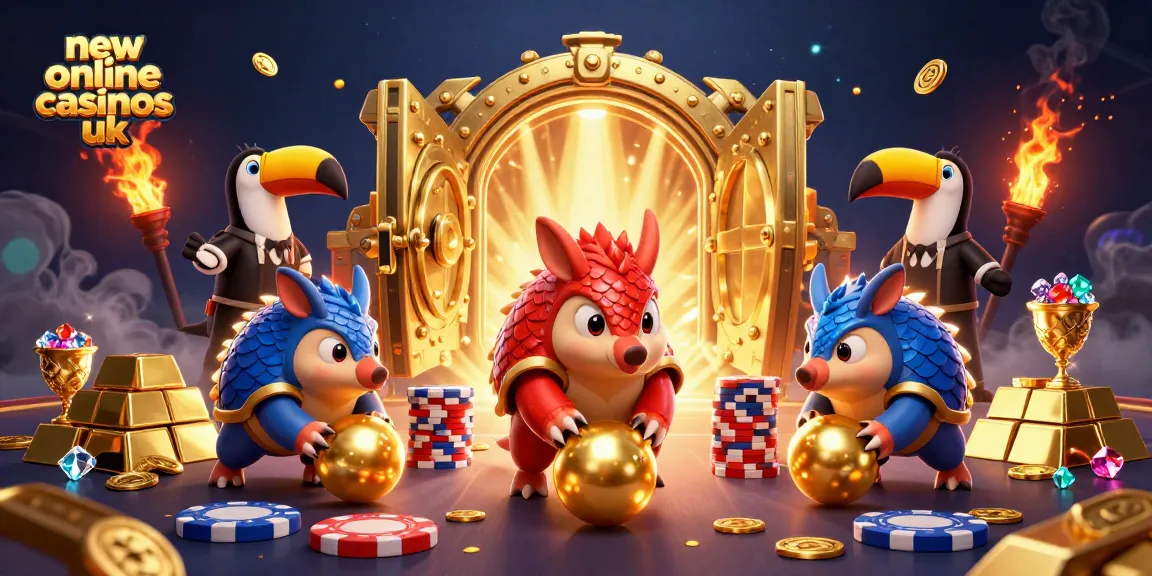 Experience exciting gameplay at new online casinos UK with rival pangolin characters and vibrant casino elements.