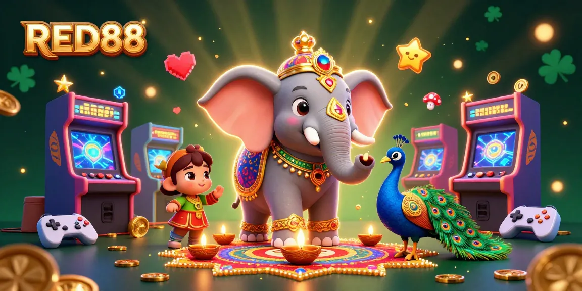 Experience the excitement of RED88 with vibrant characters and dynamic casino elements in this colorful illustration.