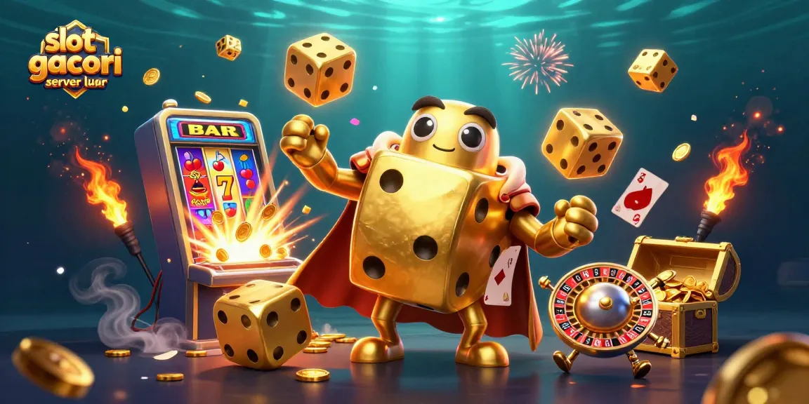 Experience the excitement of slot gacor hari ini server luar with dynamic casino gaming elements in a vibrant scene.