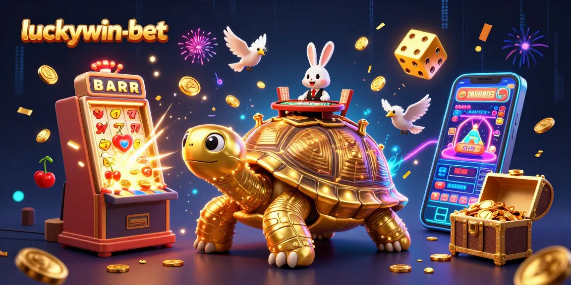 Experience thrilling games at luckywin-bet with a dynamic 3D casino illustration featuring vibrant characters and explosive winnings.